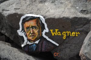 Wagnerportrait auf Stein gemalt