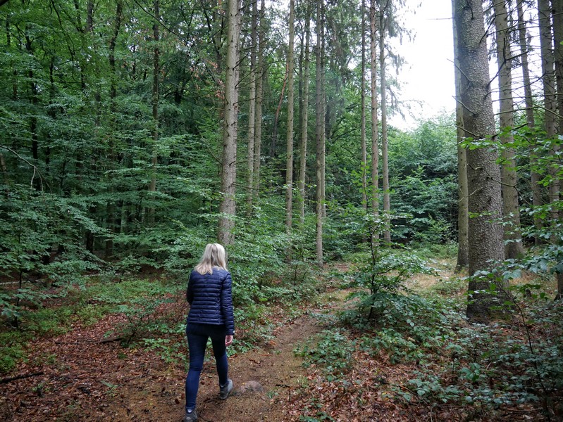 Das Bild zeigt Meike auf einem schmalen Waldweg.